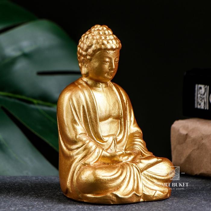 Подставка для благовоний "Будда сидит" золото, 12см 