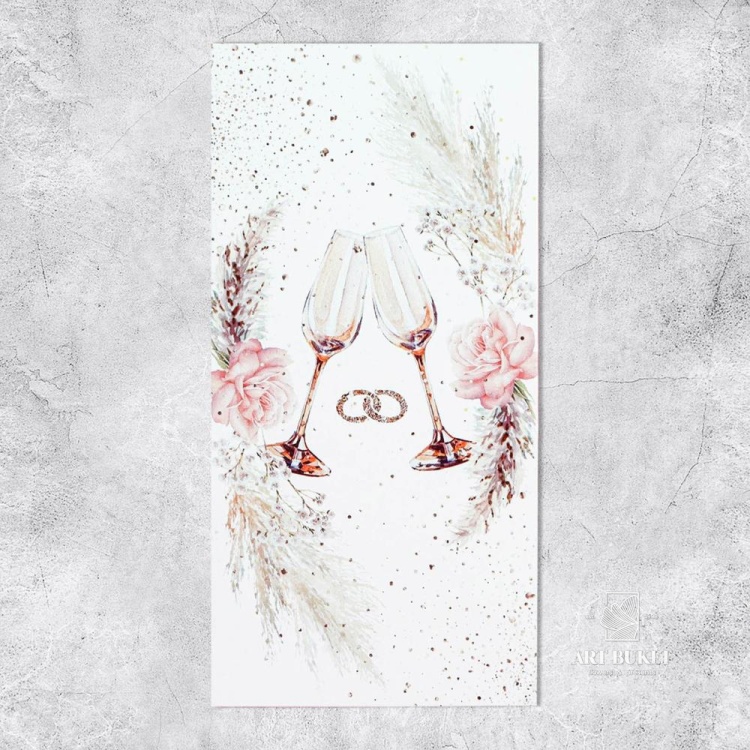 Конверт для денег «Свадебный», бокалы, 16,5 × 8 см 