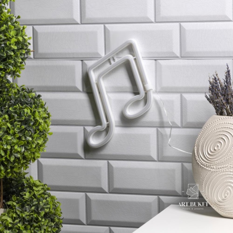 Неоновая вывеска «Ноты» 19 × 21 см, батарейки ААх3 (не в комплекте), USB, свечение голубое