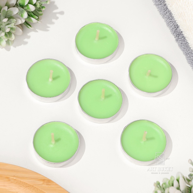 Набор свечей ароматических чайных 6 шт., яблоко