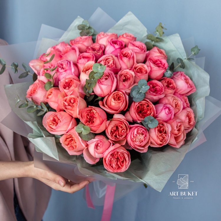 45 пионовидных роз "Пинк экспрешн"
