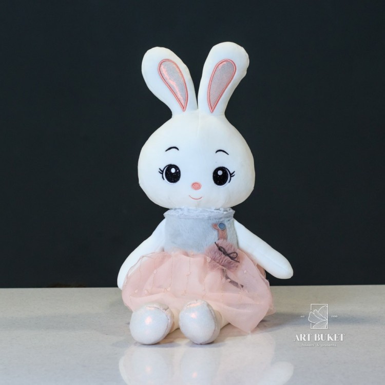 Зайка с птичкой на платье в юбке