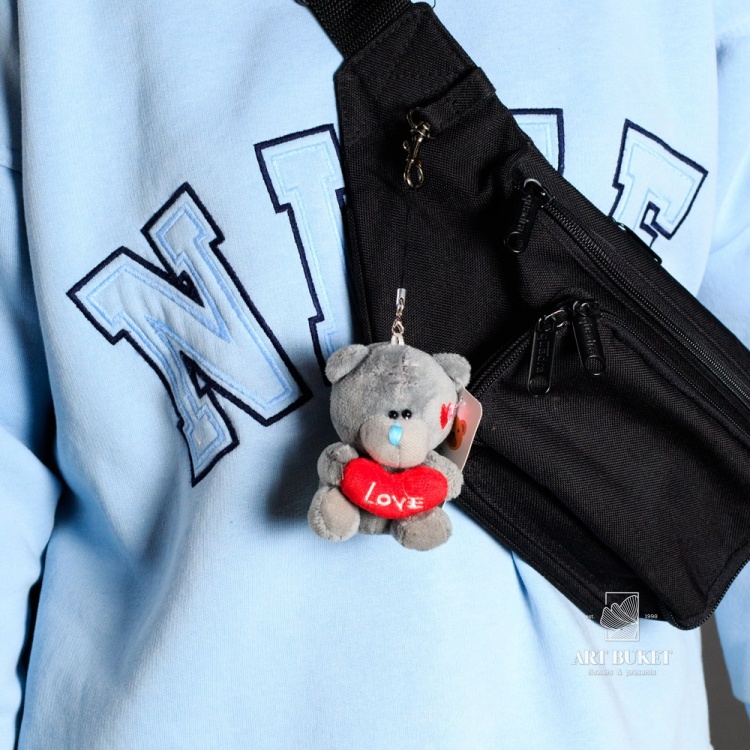 Брелок тедди серый + белый