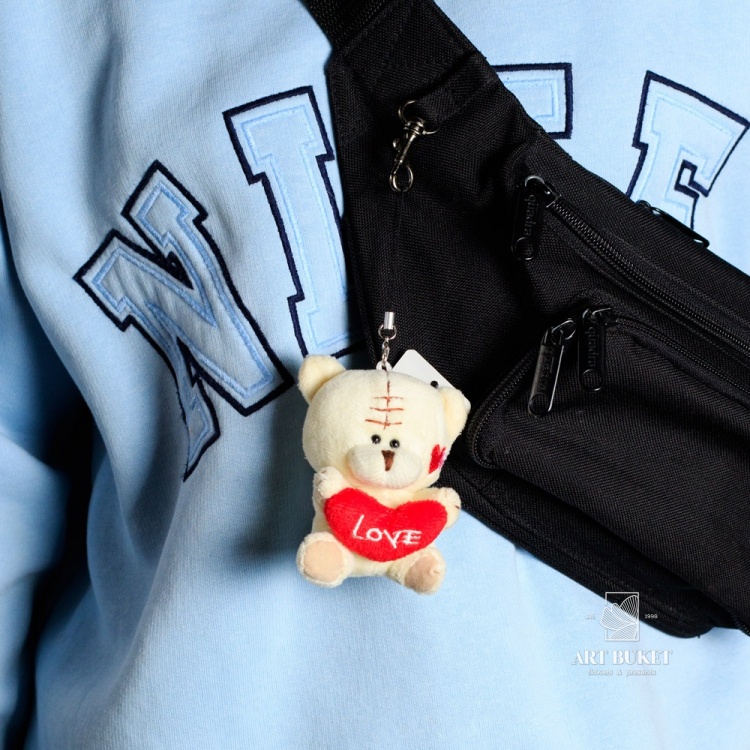 Брелок тедди серый + белый