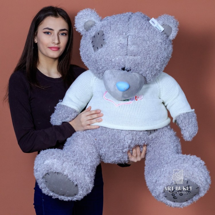 Тедди кучерявый серый в свитере