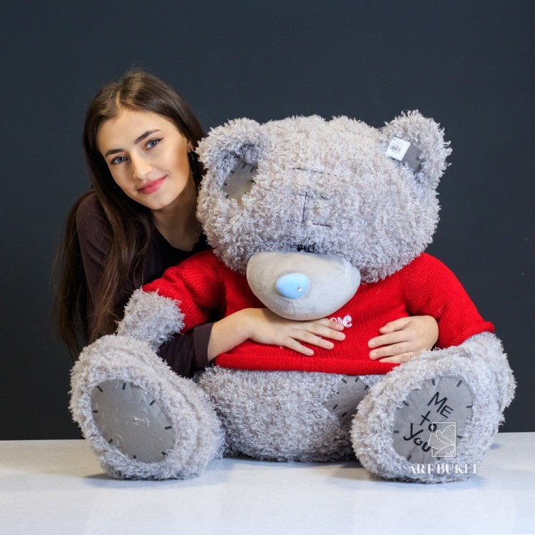 Тедди кучерявый серый в свитере