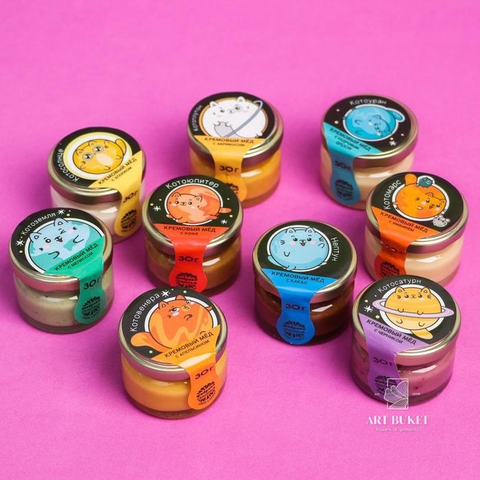 Подарочный набор «Космическая коллекция», в коробке: крем-мёд, ассорти вкусов, 9 шт по 30 г 