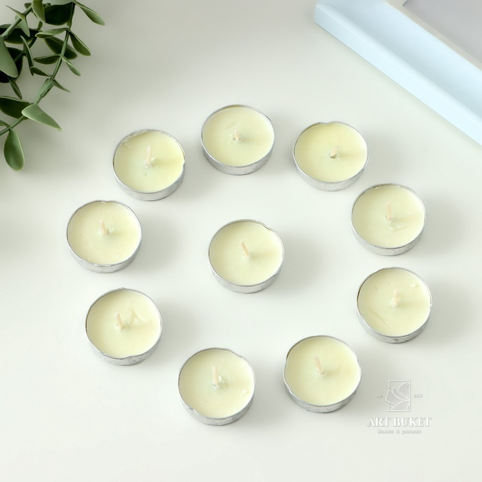 Набор свечей чайных, 10 шт., 6 г, бело-зелёный