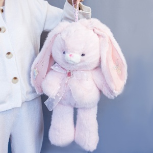 Зайка с длинными ушами 50 см розовый