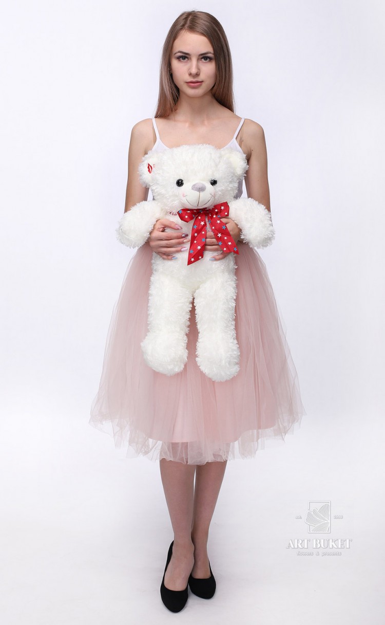 Медведь белый со звездным бантом