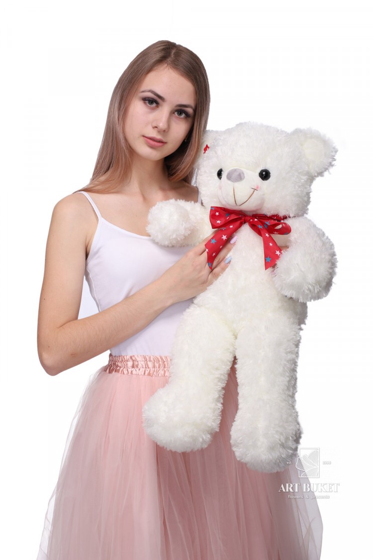 Медведь белый со звездным бантом