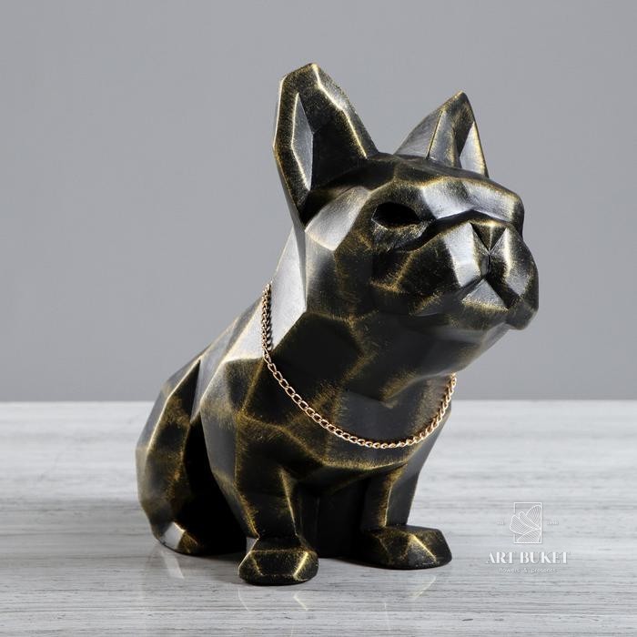 Статуэтка "Собака оригами" черно-золотая, 24 см