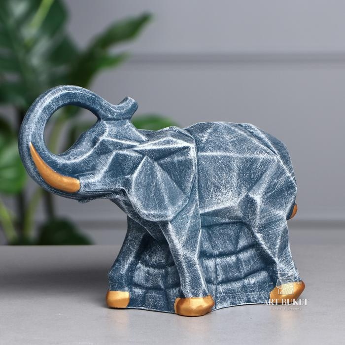 Набор статуэток "Пара слонов", камень, синий 