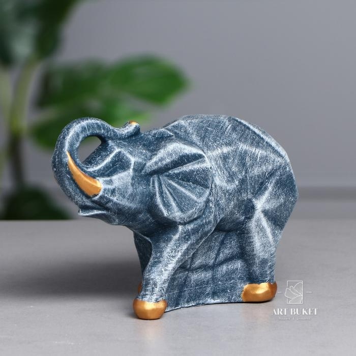 Набор статуэток "Пара слонов", камень, синий 
