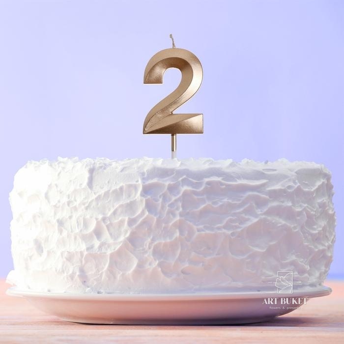 Свеча цифра "2" , шампань, 5 х 12 см    