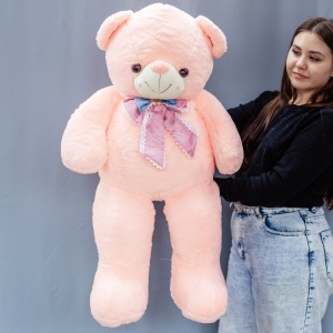 Медведь розовый с розовым бантом 90 см