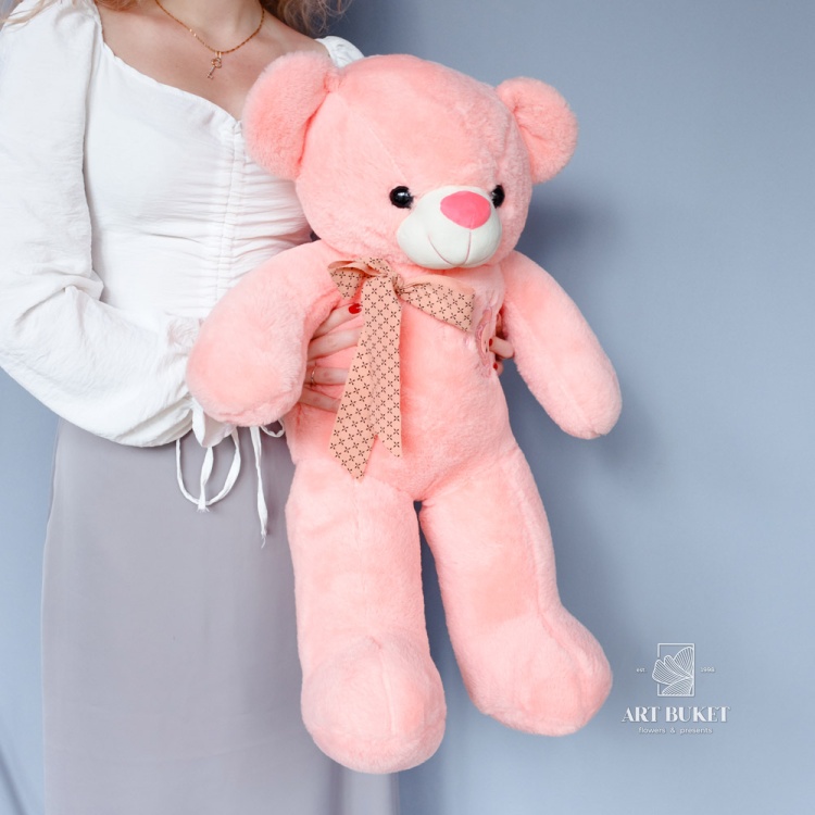Медведь розовый, на груди "I love you"