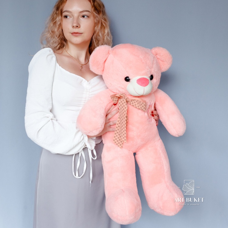 Медведь розовый, на груди "I love you"