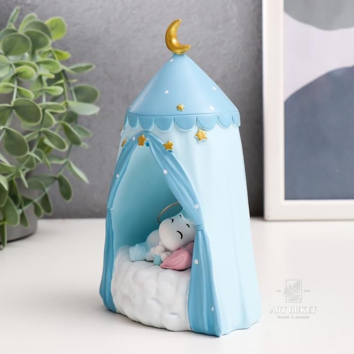 Сувенир свет "Спящий единорог в шатре" голубой 16х9,5х9,5 см   