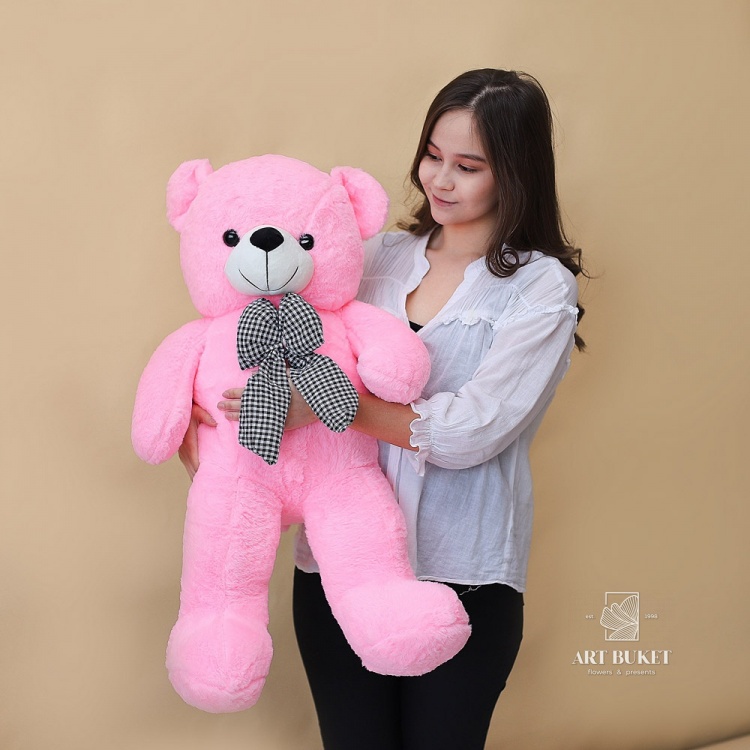 Медведь с клетчатым бантом средний