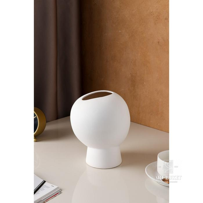 Ваза керамическая "Будда", настольная, декоративная, интерьерная, белая, 21.5 см