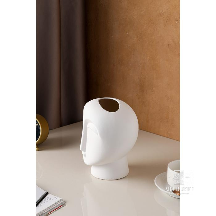 Ваза керамическая "Будда", настольная, декоративная, интерьерная, белая, 21.5 см