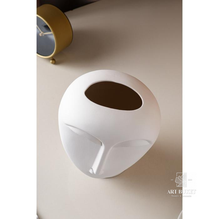 Ваза керамическая "Будда", настольная, декоративная, интерьерная, белая, 21.5 см