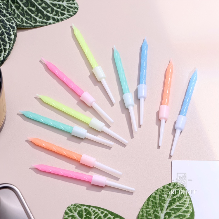 Свечи для торта "Неон", 7 см, 10 шт, разноцветные