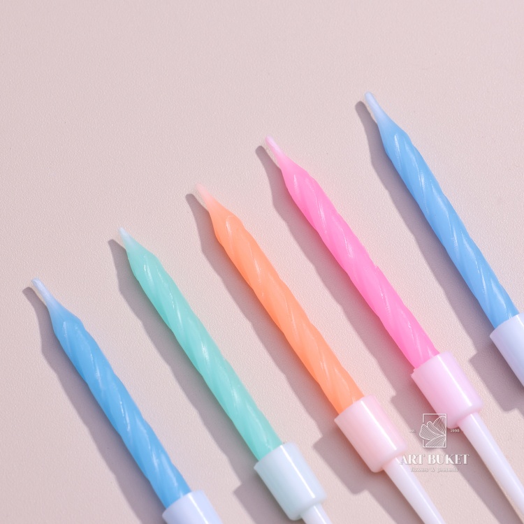 Свечи для торта "Неон", 7 см, 10 шт, разноцветные