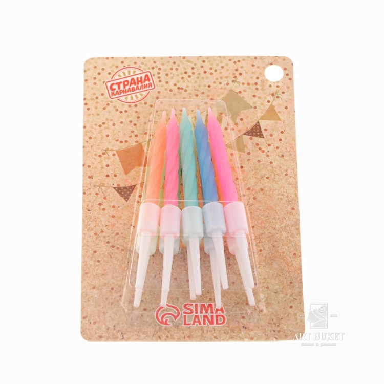 Свечи для торта "Неон", 7 см, 10 шт, разноцветные