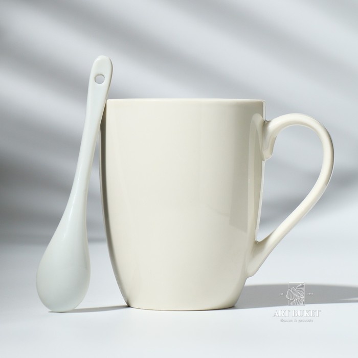 Кружка с ложкой керамическая Дорого внимание «Бабушка», 310 мл