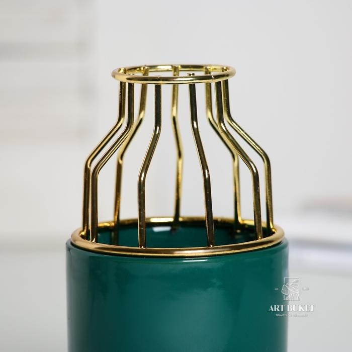 Ваза керамическая с деколью изумрудная «Счастье внутри нас», 14,3 х 8 см   