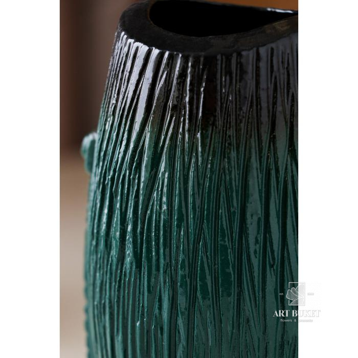 Ваза керамическая "Калипсо", настольная, изумруд, 20 см