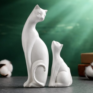 Фигура "Котики" белые, набор 2шт, 16/10см 