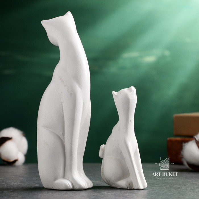 Фигура "Котики" белые, набор 2шт, 16/10см 