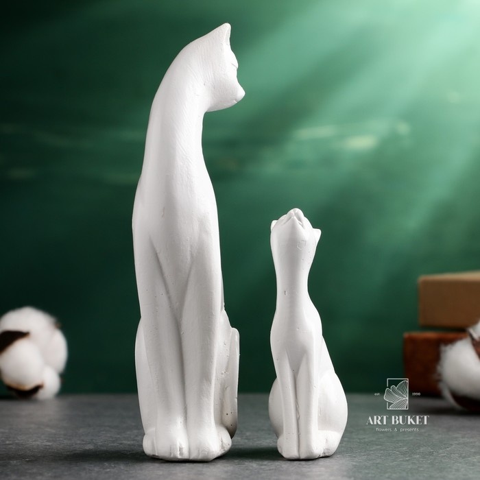 Фигура "Котики" белые, набор 2шт, 16/10см 