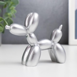 Сувенир полистоун "Воздушный шарик - собачка" серебро 8х10х4 см   