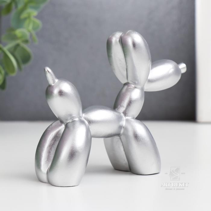 Сувенир полистоун "Воздушный шарик - собачка" серебро 8х10х4 см   