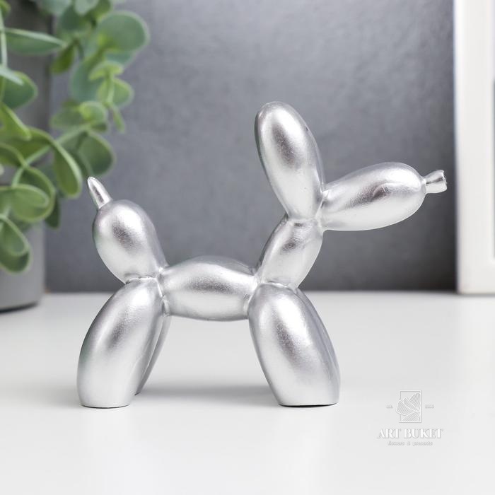 Сувенир полистоун "Воздушный шарик - собачка" серебро 8х10х4 см   