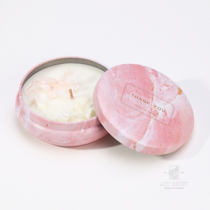 Свеча ароматическая из соевого воска с сухоцветом "Свежий нектарин", 3х8,5 см, 110 г 