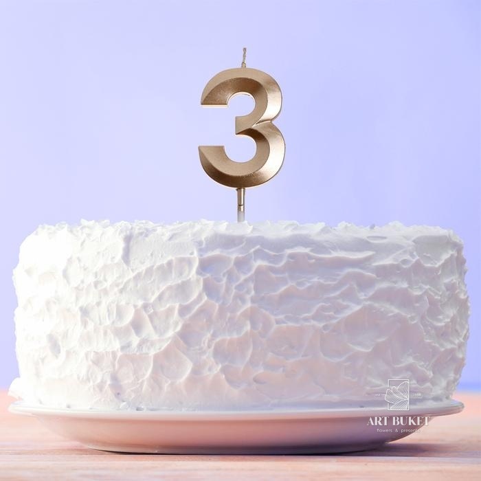 Свеча цифра "3" , шампань, 5 х 12 см  
