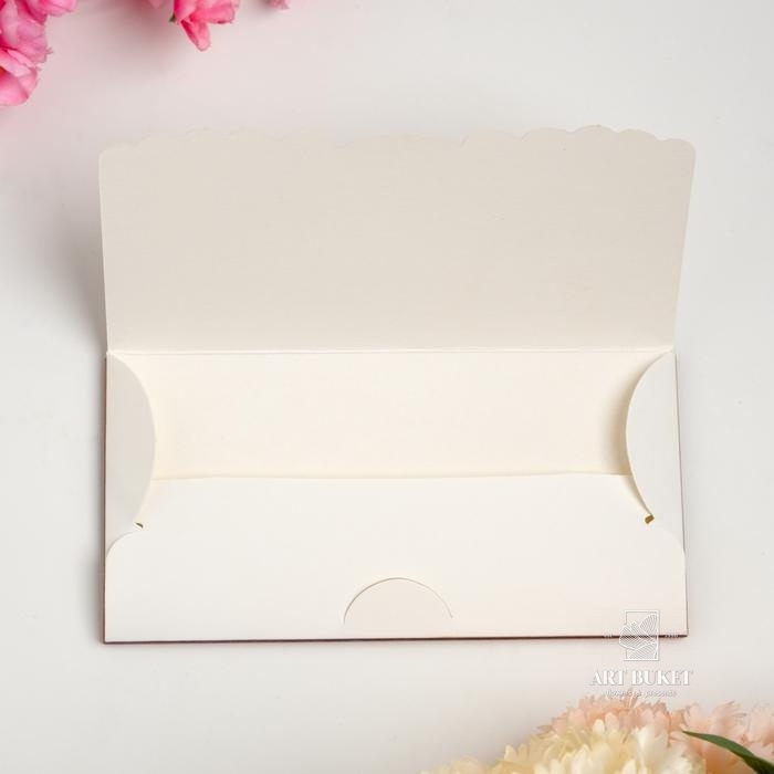 Конверт деревянный резной "С Днем Рождения!" золотой торт 