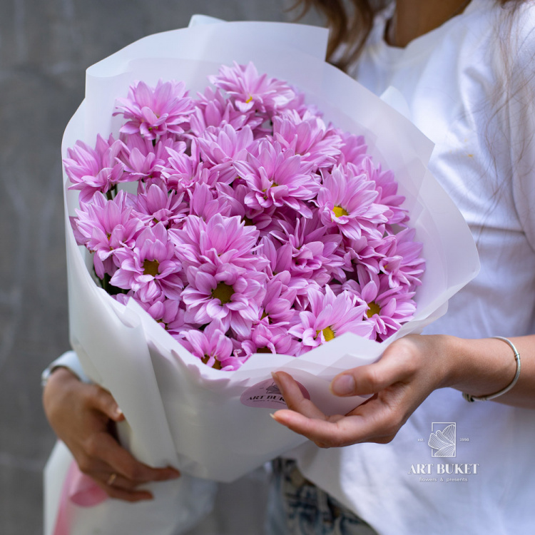 7 розовых хризантем