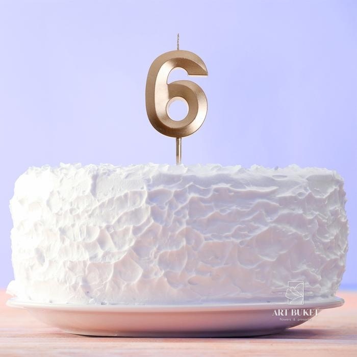 Свеча цифра "6" , шампань, 5 х 12 см    