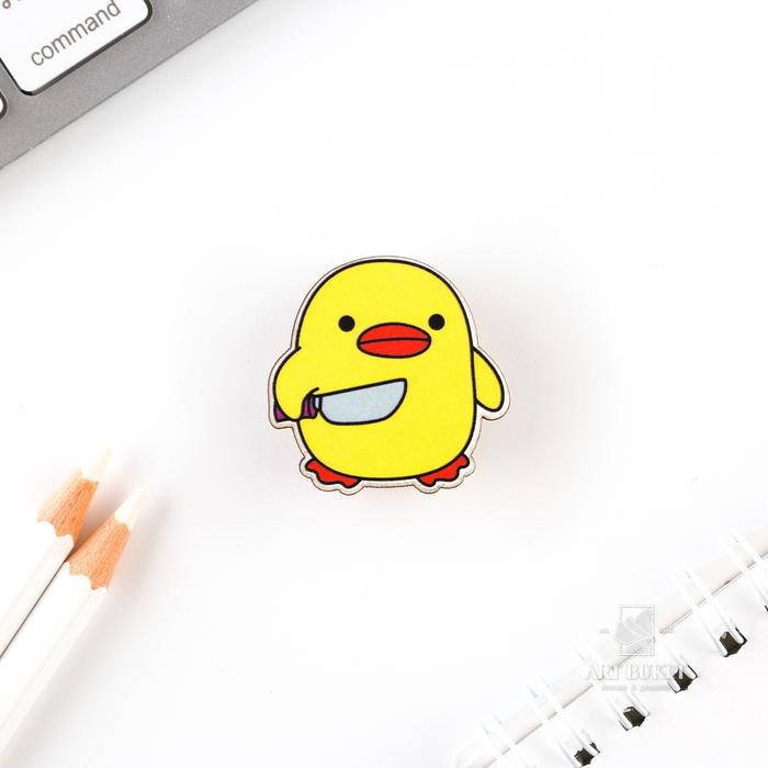 Значок "Опасная утка", 3 х 3 см