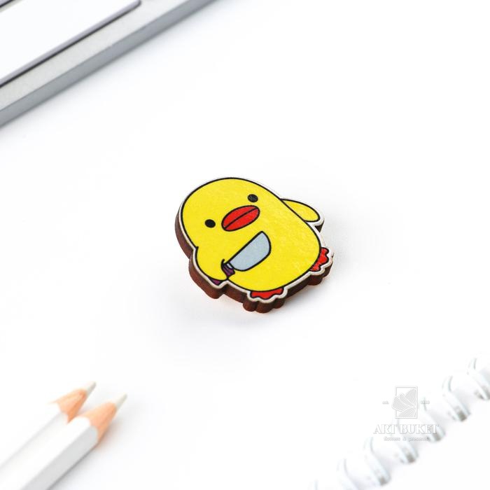 Значок "Опасная утка", 3 х 3 см