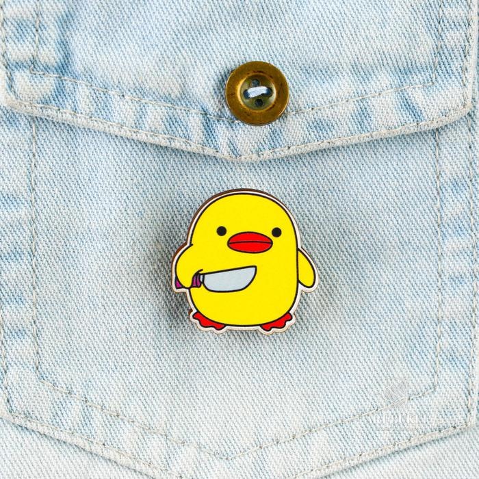 Значок "Опасная утка", 3 х 3 см