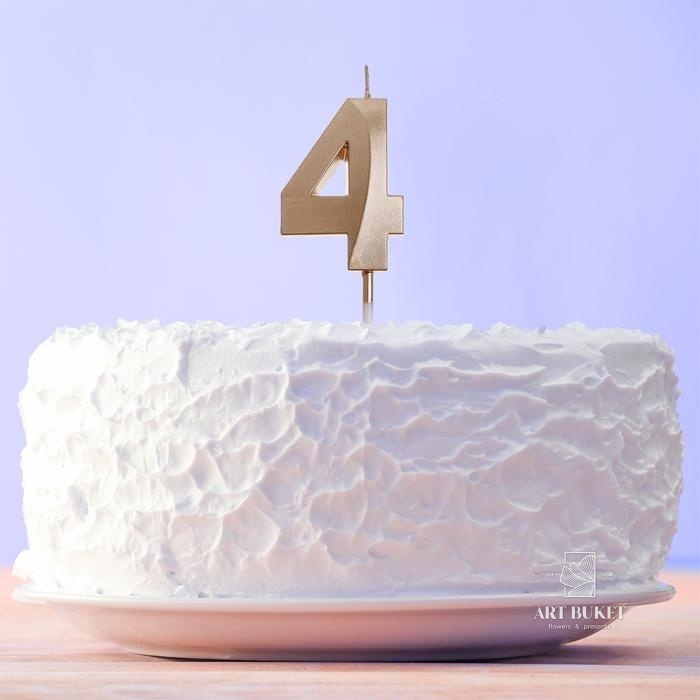 Свеча цифра "4" , шампань, 5 х 12 см    