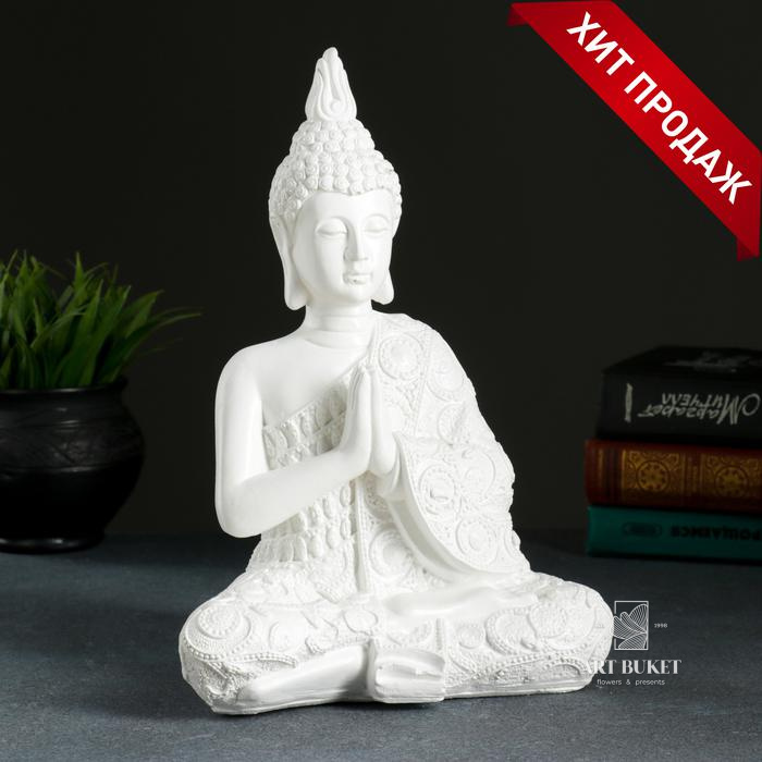 Фигура "Будда средний" белый, 12х20х29см  