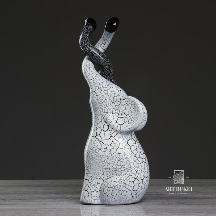 Набор статуэток "Слоны Инь-Янь № 2", кракелюр, бело-чёрный 